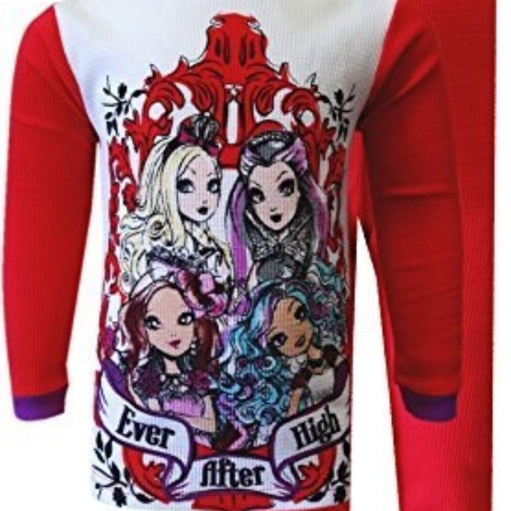 Girls Monster High Ever After High Character Thermal Pajamas (12) -NWT